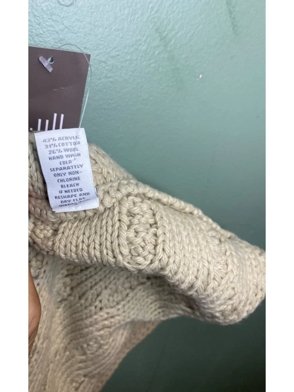 J Jill NWT Cable Knit Scarf Wool Blend Cream Fisherman Knit Cozy Old Money Boho